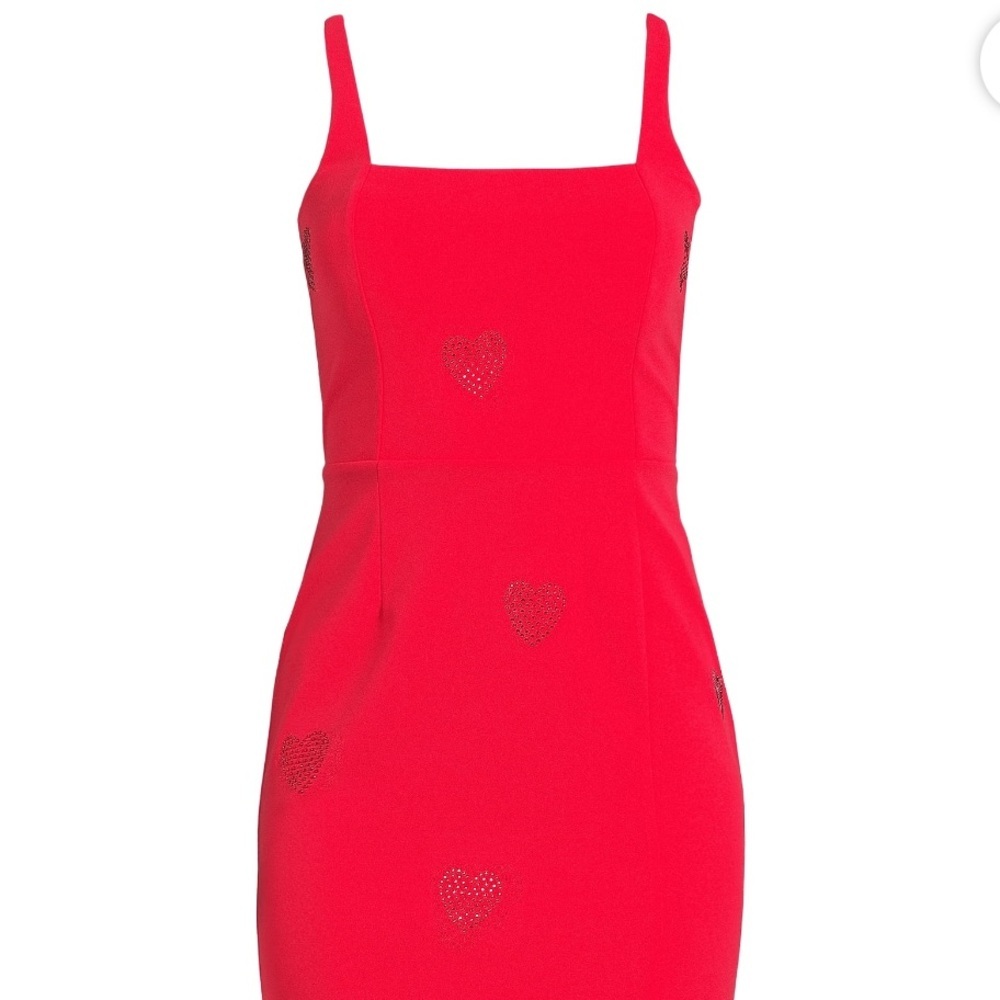 Planet Gold Juniors Square Neck Rhinestone Heart Mini Dress